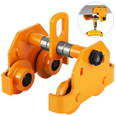 1t Steel I-beam Push Beam Track Roller Trolley For Overhead Garage Hoist 2200lb