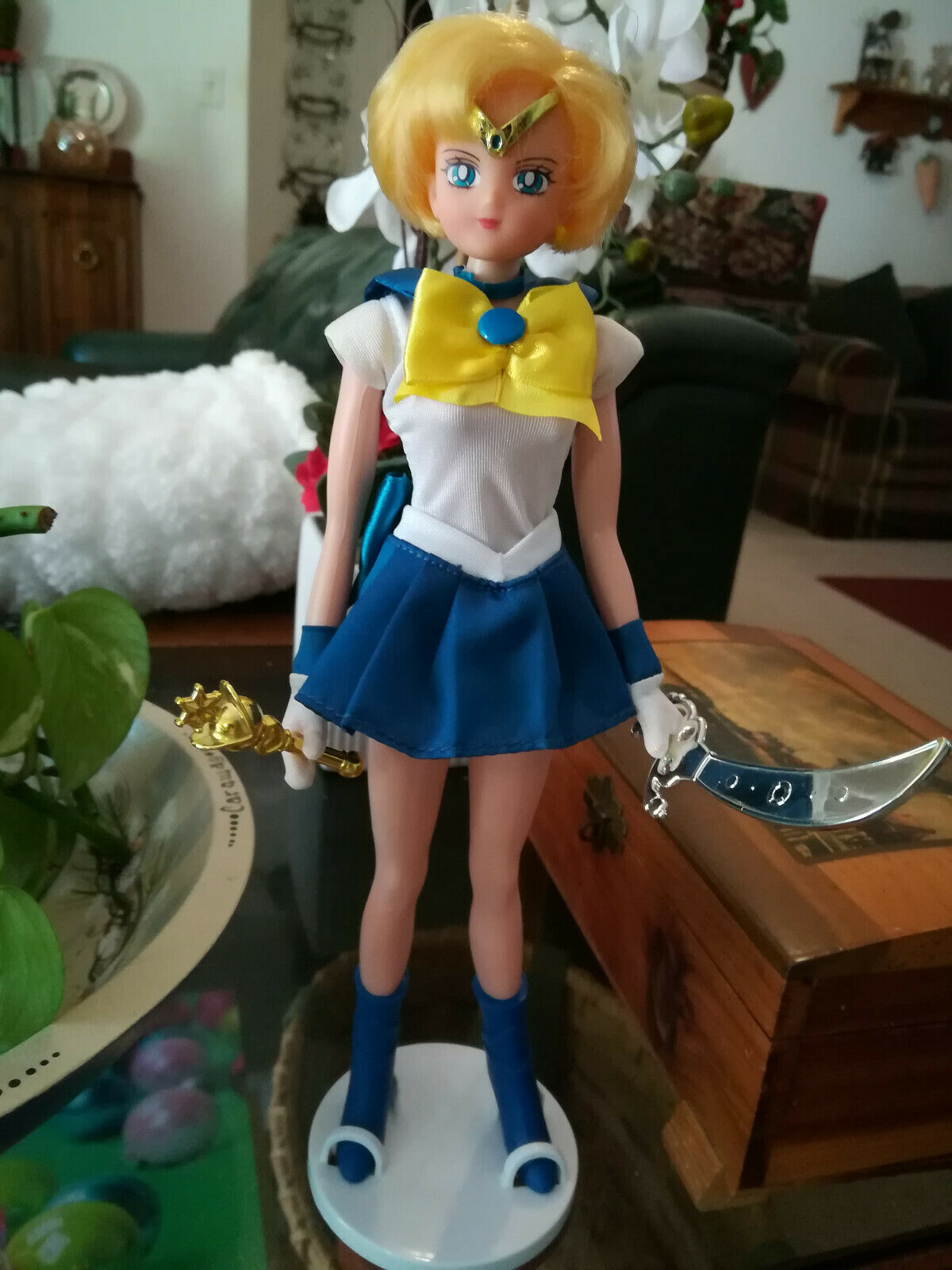 Sailor Moon Irwin Sailor Uranus 12" Pretty Face Doll Figure +lip Rod Wand Stand